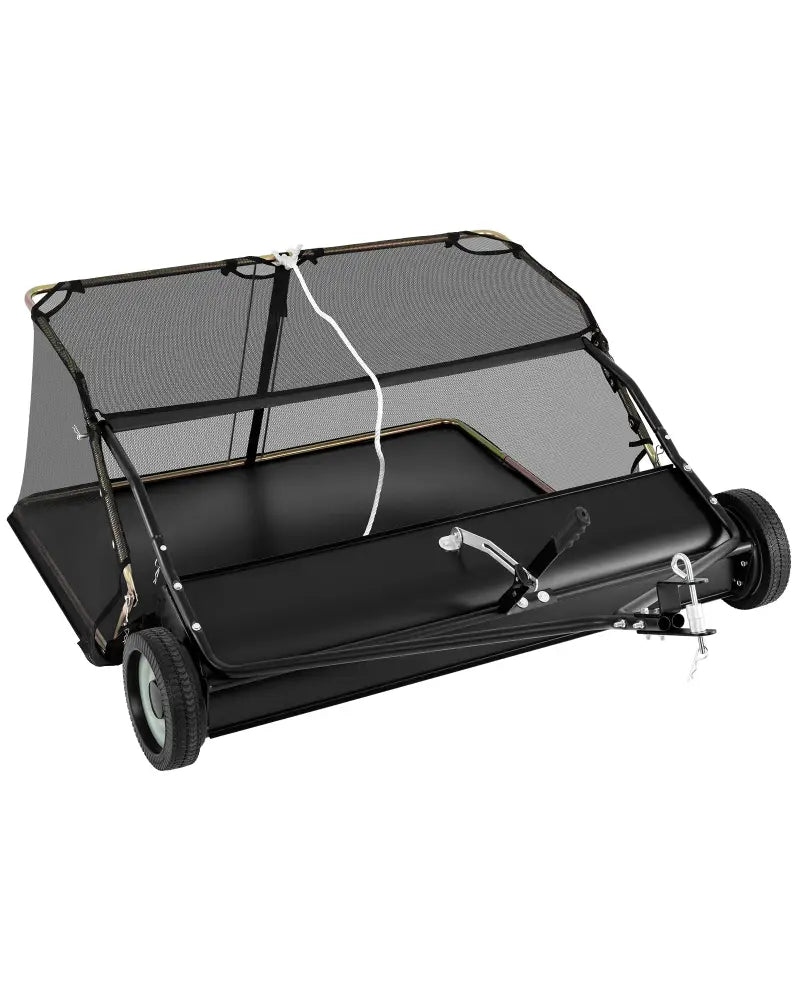 48 Inch Tow-Behind Lawn Sweeper with 26/27 Cu.FT Hopper Bag - Black - Lawn Care Tools