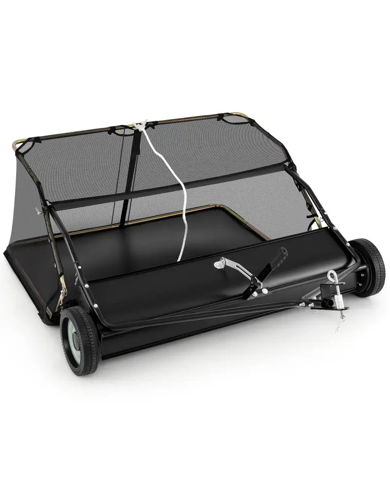 48 Inch Tow-Behind Lawn Sweeper with 26/27 Cu.FT Hopper Bag - Black - Lawn Care Tools