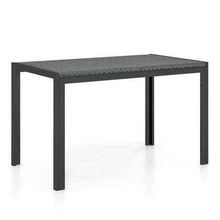 48 Inch Wicker Dining Table Patio Rectangular Rattan Table-Brown - Black - Patio Dining Tables