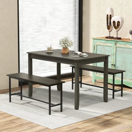 48-Inch Wooden Dining Table for 4 People Rectangular Kitchen Table with Rubber Wood Legs-Gray Costway