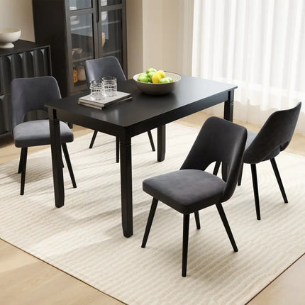 48-Inch Wooden Dining Table for 4 People Rectangular Kitchen Table with Rubber Wood Legs-Black Costway