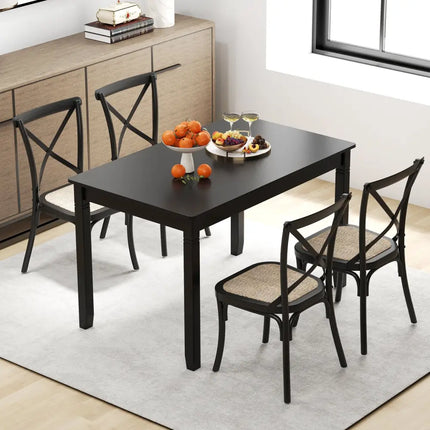 48-Inch Wooden Dining Table for 4 People Rectangular Kitchen Table with Rubber Wood Legs-Black Costway