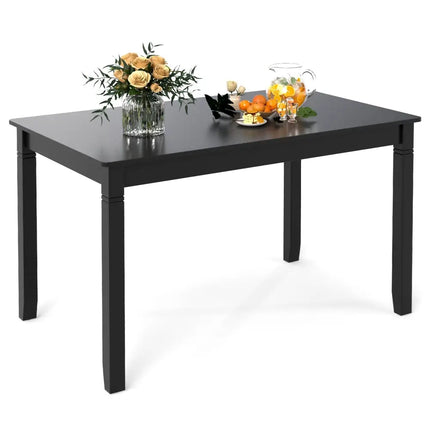 48-Inch Wooden Dining Table for 4 People Rectangular Kitchen Table with Rubber Wood Legs-Black Costway