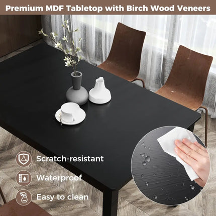 48-Inch Wooden Dining Table for 4 People Rectangular Kitchen Table with Rubber Wood Legs-Black Costway