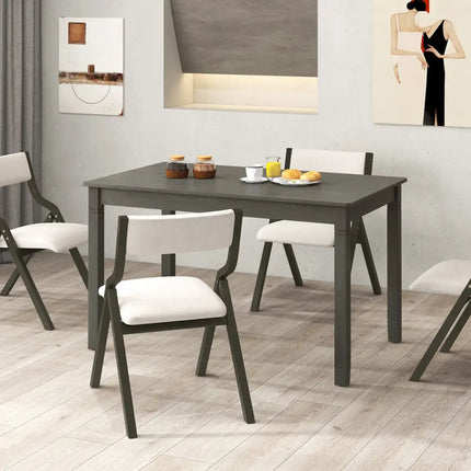 48-Inch Wooden Dining Table for 4 People Rectangular Kitchen Table with Rubber Wood Legs-Gray Costway