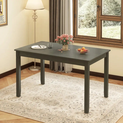 48-Inch Wooden Dining Table for 4 People Rectangular Kitchen Table with Rubber Wood Legs-Gray Costway