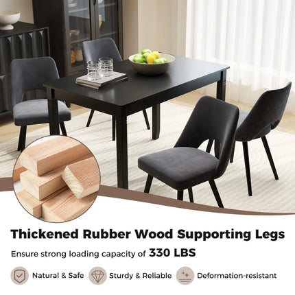 48-Inch Wooden Dining Table for 4 People Rectangular Kitchen Table with Rubber Wood Legs-Black Costway