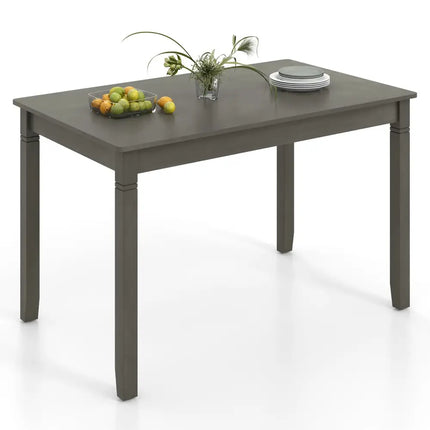 48-Inch Wooden Dining Table for 4 People Rectangular Kitchen Table with Rubber Wood Legs-Gray Costway