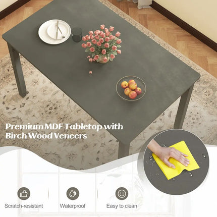 48-Inch Wooden Dining Table for 4 People Rectangular Kitchen Table with Rubber Wood Legs-Gray Costway