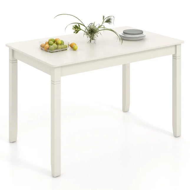 48-Inch Wooden Dining Table for 4 People Rectangular Kitchen Table with Rubber Wood Legs-Cream White - Cream White