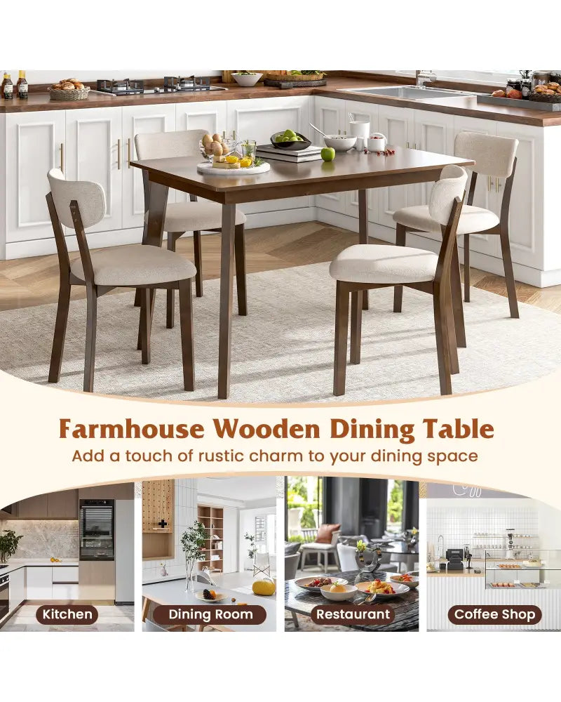 48 Inch Wooden Dining Table with Rubber Wood Legs for 4 People-Brown - Brown - Dining Tables