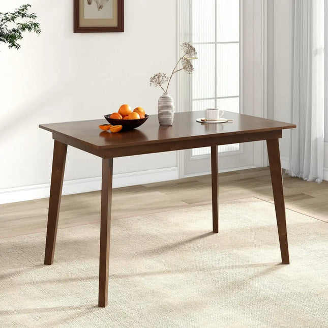48 Inch Wooden Dining Table with Rubber Wood Legs for 4 People-Brown Costway