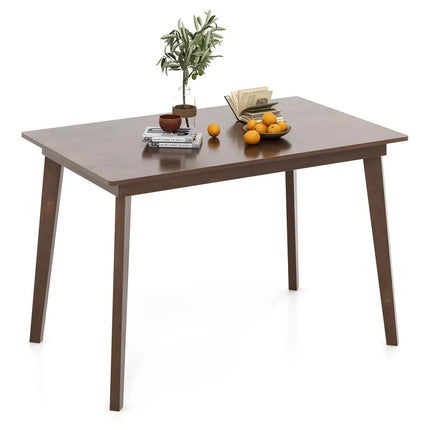 48 Inch Wooden Dining Table with Rubber Wood Legs for 4 People-Brown Costway
