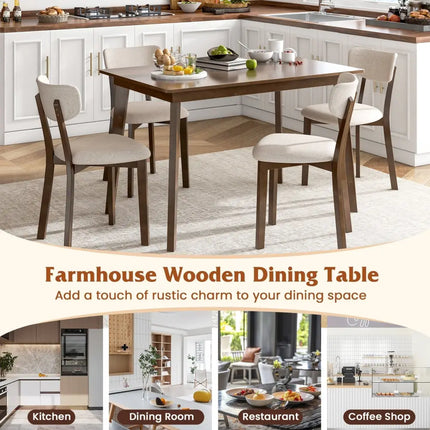 48 Inch Wooden Dining Table with Rubber Wood Legs for 4 People-Brown Costway