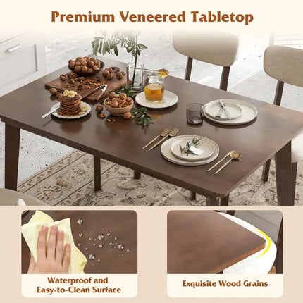 48 Inch Wooden Dining Table with Rubber Wood Legs for 4 People-Brown Costway