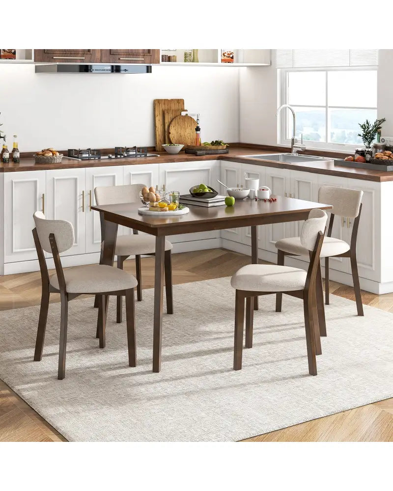 48 Inch Wooden Dining Table with Rubber Wood Legs for 4 People-Brown - Brown - Dining Tables