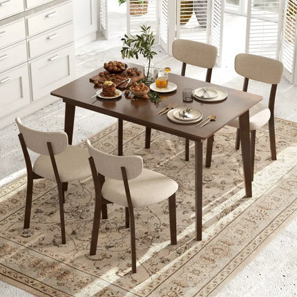 48 Inch Wooden Dining Table with Rubber Wood Legs for 4 People-Brown Costway