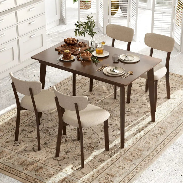 48 Inch Wooden Dining Table with Rubber Wood Legs for 4 People-Brown Costway