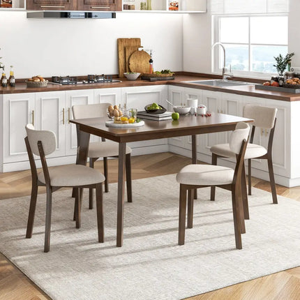 48 Inch Wooden Dining Table with Rubber Wood Legs for 4 People-Brown Costway