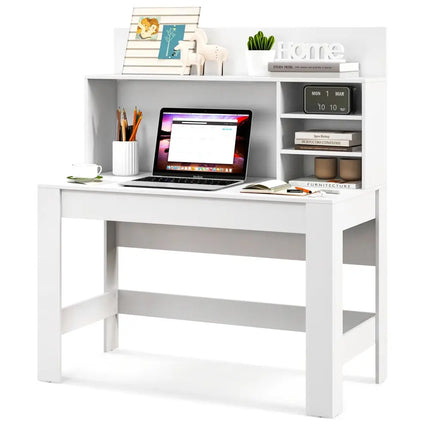 48 Inch Writing Computer Desk with Anti-Tipping Kits and Cable Management Hole-White Costway