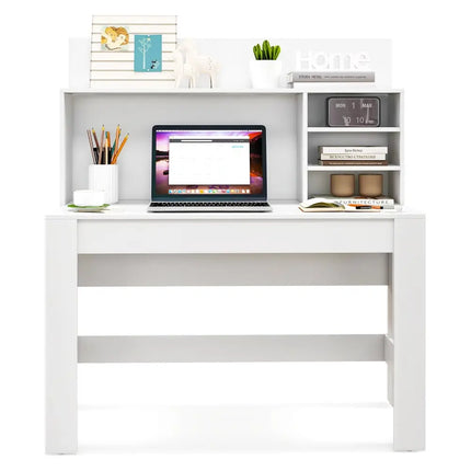 48 Inch Writing Computer Desk with Anti-Tipping Kits and Cable Management Hole-White Costway