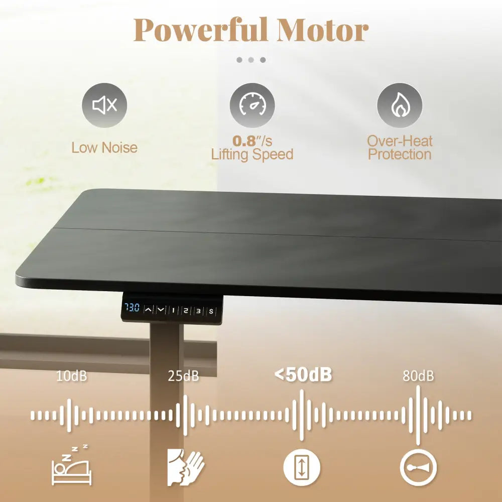 48 Inch x 24 Inch Ergonomic Electric Standing Desk with 3 Memory Settings for Home Office-Black - Black - Standing Desks