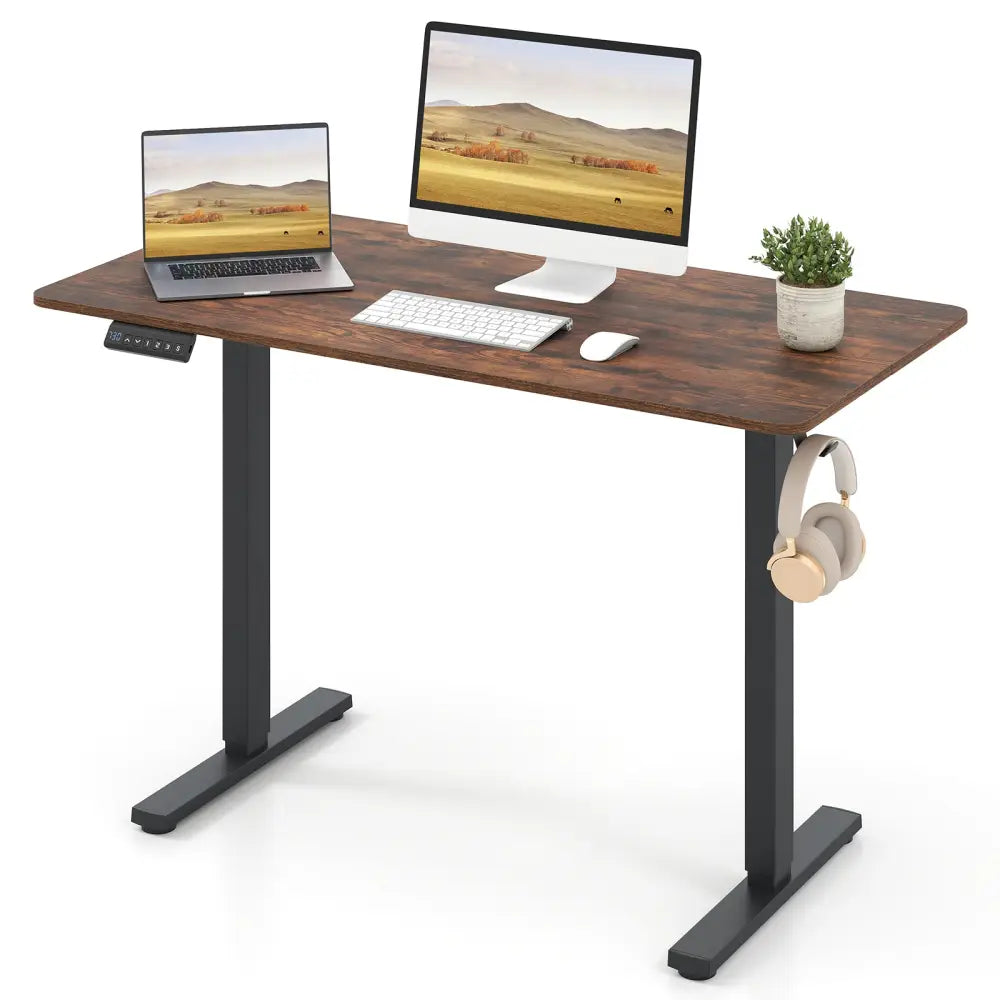 48 Inch x 24 Inch Ergonomic Electric Standing Desk with 3 Memory Settings for Home Office-Rustic Brown - Rustic Brown
