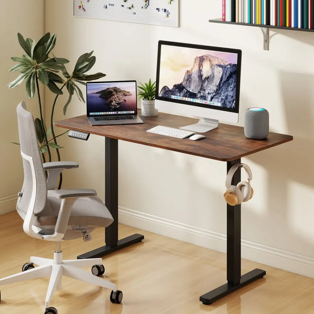 48 Inch x 24 Inch Ergonomic Electric Standing Desk with 3 Memory Settings for Home Office-Rustic Brown Costway