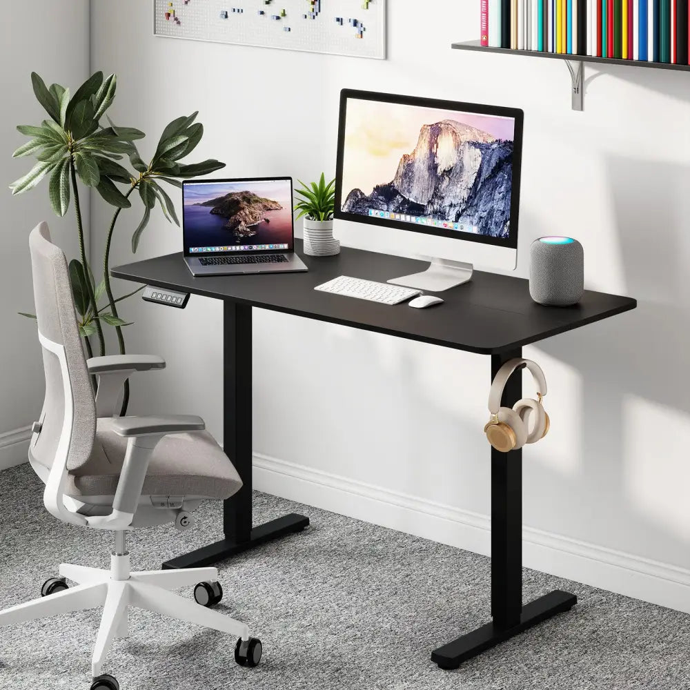 48 Inch x 24 Inch Ergonomic Electric Standing Desk with 3 Memory Settings for Home Office-Black - Black - Standing Desks