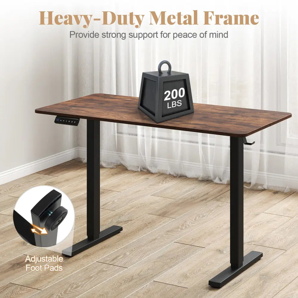 48 Inch x 24 Inch Ergonomic Electric Standing Desk with 3 Memory Settings for Home Office-Rustic Brown - Rustic Brown