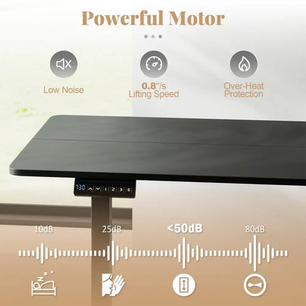 48 Inch x 24 Inch Ergonomic Electric Standing Desk with 3 Memory Settings for Home Office-Black Costway