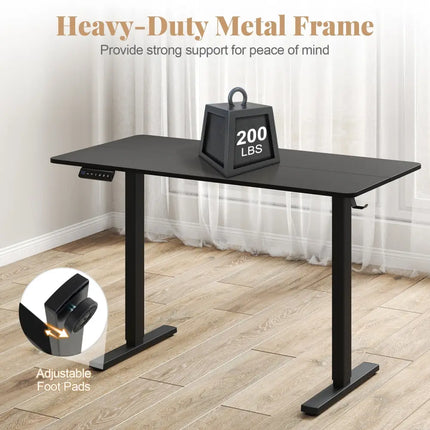 48 Inch x 24 Inch Ergonomic Electric Standing Desk with 3 Memory Settings for Home Office-Black Costway
