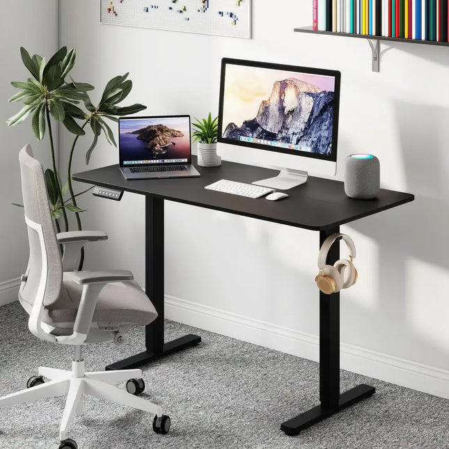 48 Inch x 24 Inch Ergonomic Electric Standing Desk with 3 Memory Settings for Home Office-Black Costway