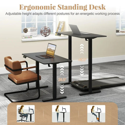 48 Inch x 24 Inch Ergonomic Electric Standing Desk with 3 Memory Settings for Home Office-Black Costway