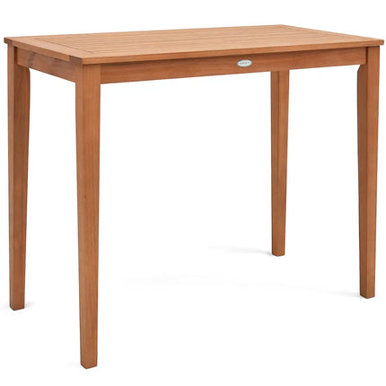 48 Inch x 24 Inch Rectangular Outdoor Eucalyptus Wood Bar Table for 4 People - Natural - Patio Coffee Tables