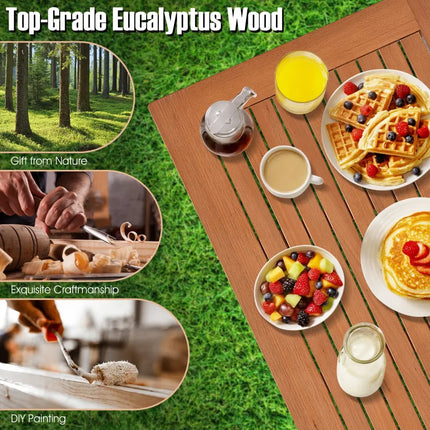 48 Inch x 24 Inch Rectangular Outdoor Eucalyptus Wood Bar Table for 4 People - Natural - Patio Coffee Tables