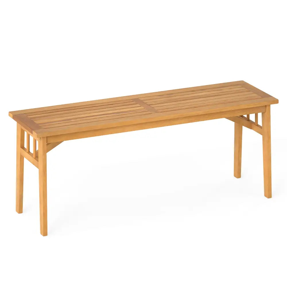 48 Inches Acacia Wood Bench with Breathable Slat Seat and Stable Triangular Structure-2 - Outdoor Benches