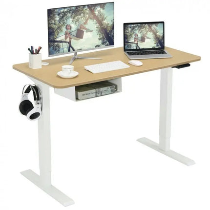 48 Inches Electric Standing Adjustable Desk with Control Panel and USB Port - Beige - Oasis Home Essentials
