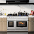 48 Inches Freestanding Natural Gas Range with 7 Burners Cooktop - Food Warmers & Burners