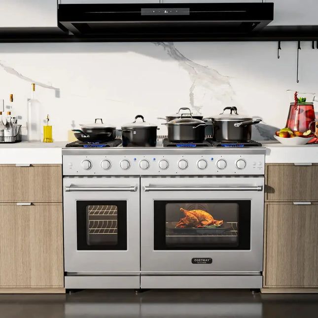 48 Inches Freestanding Natural Gas Range with 7 Burners Cooktop Costway