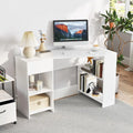 48 Inches L Shaped Corner Executive Computer Desk with Drawer-White - White - Computer Desks