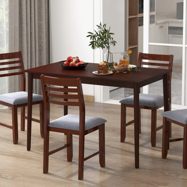 48 Inches Mid Century Dining Table for 4 with Rubber Wood Legs-Brown Costway