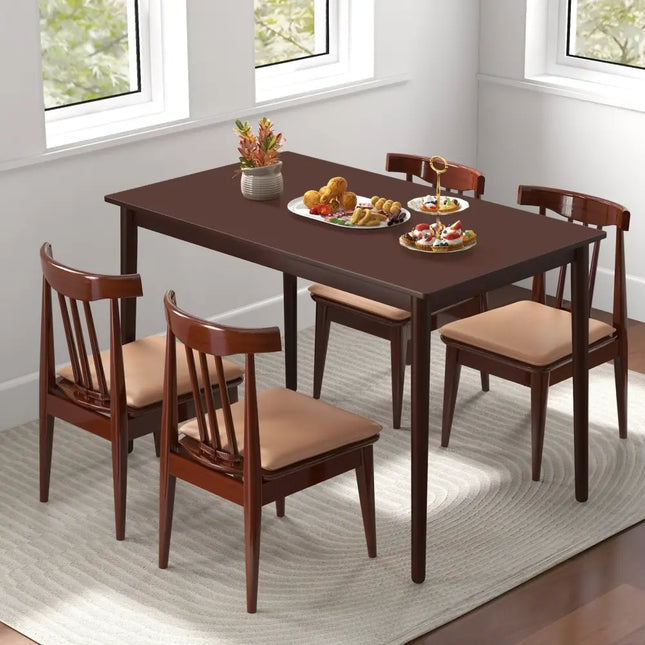 48 Inches Mid Century Dining Table for 4 with Rubber Wood Legs-Brown Costway