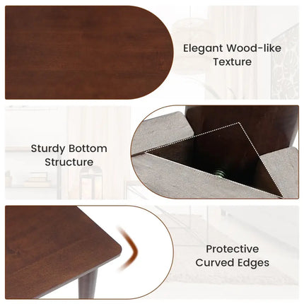 48 Inches Mid Century Dining Table for 4 with Rubber Wood Legs-Brown Costway