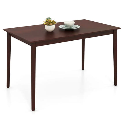 48 Inches Mid Century Dining Table for 4 with Rubber Wood Legs-Brown Costway