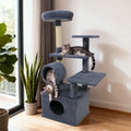 48 Inches Tall Cat Tree Multi-Level Kitten Tower with Large Condo Padded Top Perch-Grey - Gray - Cat Trees Condos &