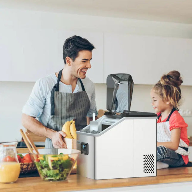 48 lbs Stainless Self-Clean Ice Maker with LCD Display Panel Costway
