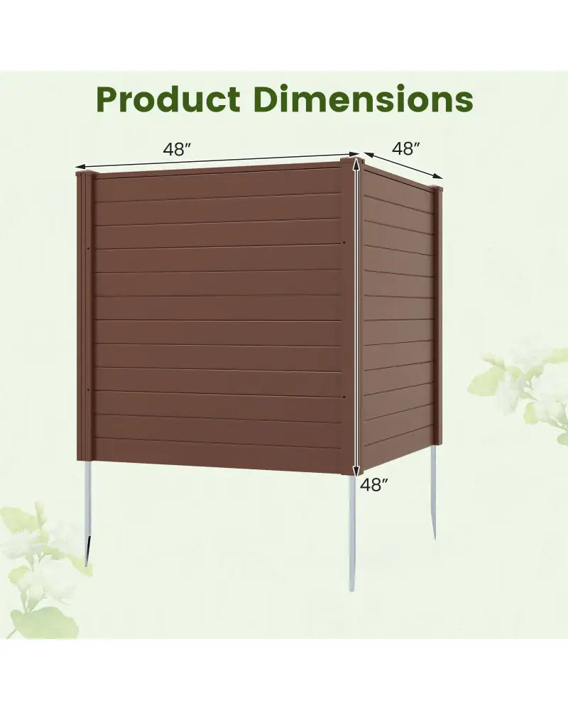 48’’ W x 48’’ H Outdoor Privacy Fence Screen Air Conditioner Fence with Galvanized Metal Ground Stakes-Brown - Brown