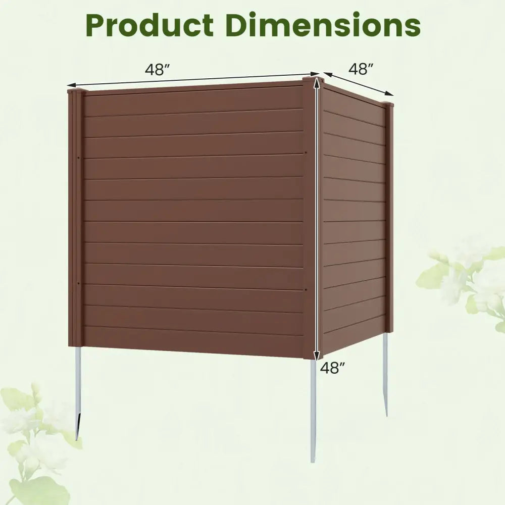 48’’ W x 48’’ H Outdoor Privacy Fence Screen Air Conditioner Fence with Galvanized Metal Ground Stakes-Brown - Brown