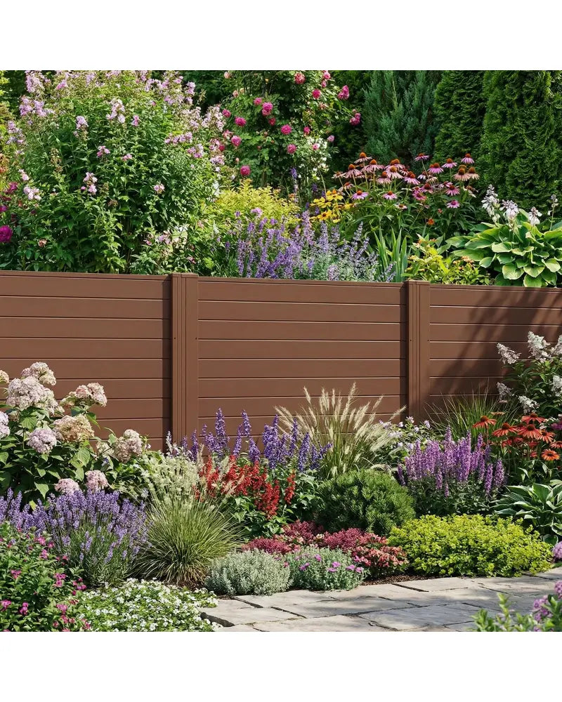48’’ W x 48’’ H Outdoor Privacy Fence Screen Air Conditioner Fence with Galvanized Metal Ground Stakes-Brown - Brown